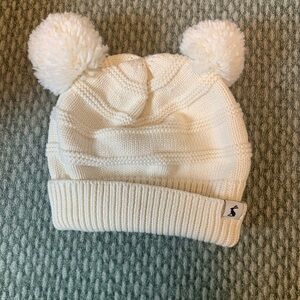 Joules Cream Pom-Pom Knit Hat